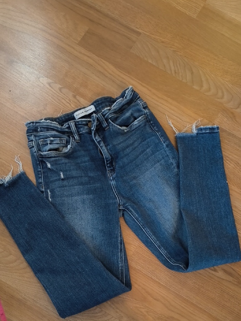 Flying Monkey Dark Blue Skinny Jeans with Raw Hem ✌️🕶️❤️🫟